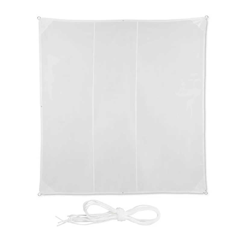 Relaxdays Shade Sail, Square, Water-Repellent, UV-Protection with Tethers, Balcony Canopy, WxD: 4 x 4m, White