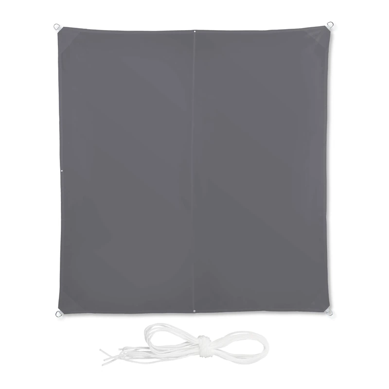 Relaxdays Square awning, water repellent, UV protection, with tension ropes, terrace, balcony sail WxD: 3 x 3 m, grey