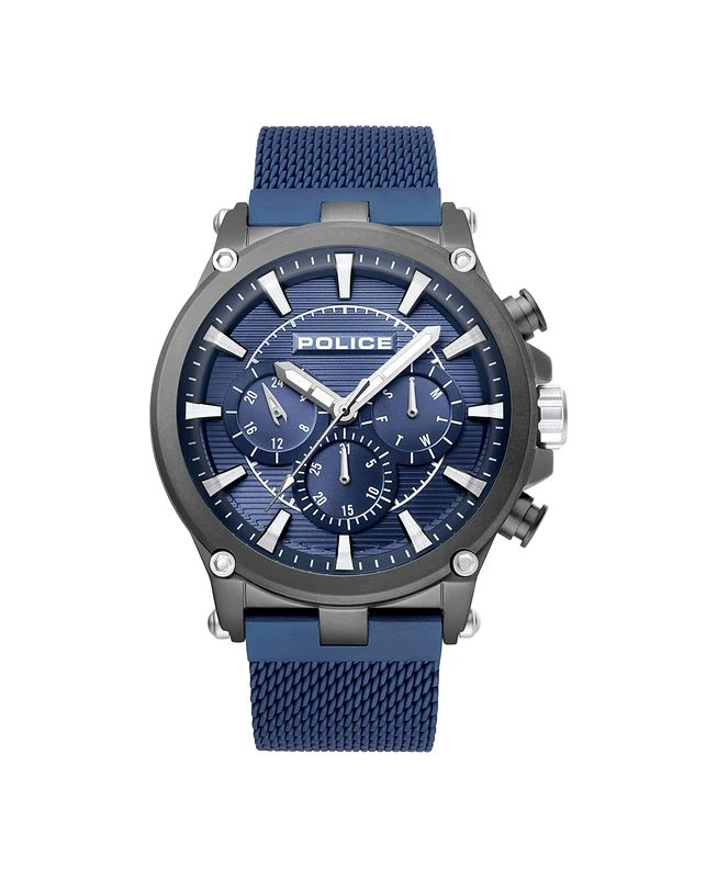 Police Mens Quartz Watch - Blue Camouflage Stainless Steel 15920JSU - Image 1