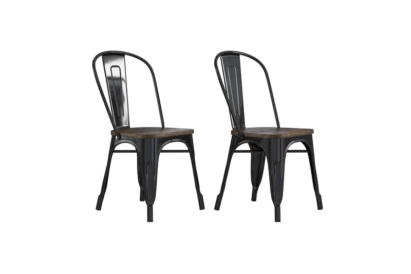 DHP Furniture Fusion Metal Dining Chair Black, Pack of 2