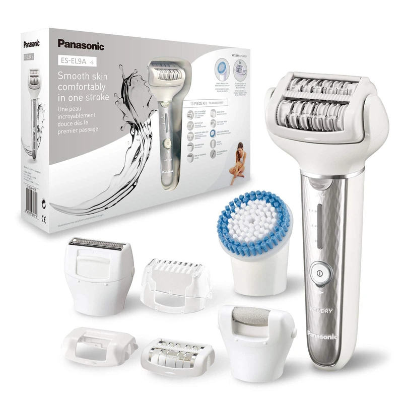 Panasonic ES-EL9A Wet and Dry Cordless Epilator with 8 Attachments and LED Light (UK Plug) - Image 1