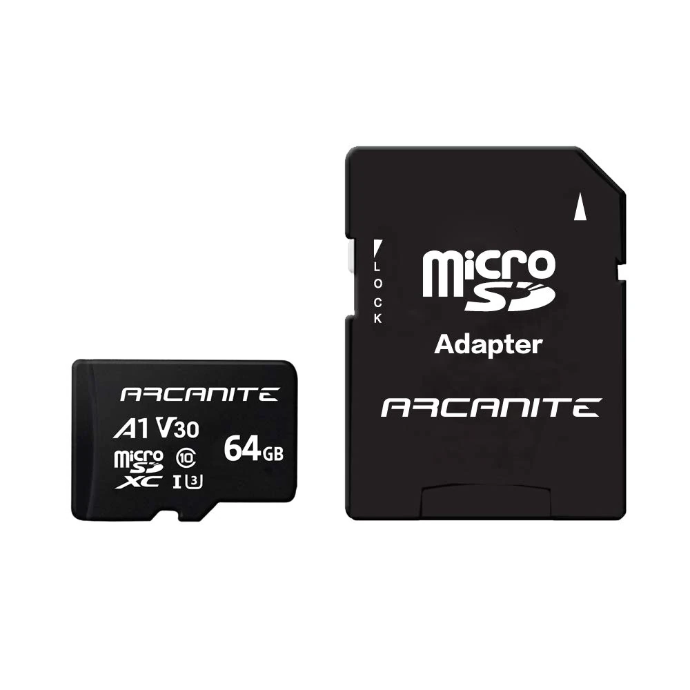 ARCANITE 64GB microSDXC Memory Card with Adapter - A1, UHS-I U3, V30, 4K, C10, Micro SD, Optimal read speeds up to 90 MB/s