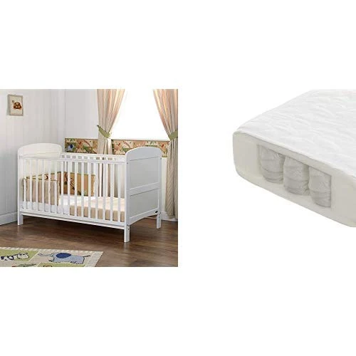 Obaby Grace Cot Bed and Pocket Sprung Mattress - White