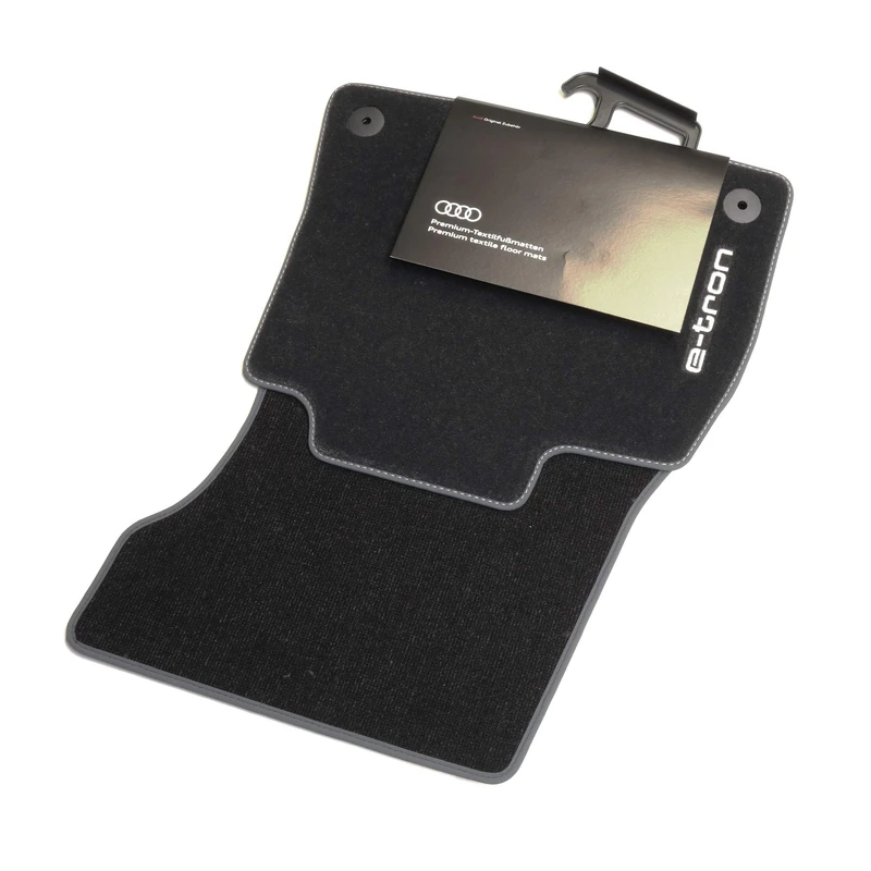 Audi 4KL061275MNO Premium Textile Floor Mats Front 2 x Fabric Mats Velour Mats Black Steel Grey with e-tron Lettering