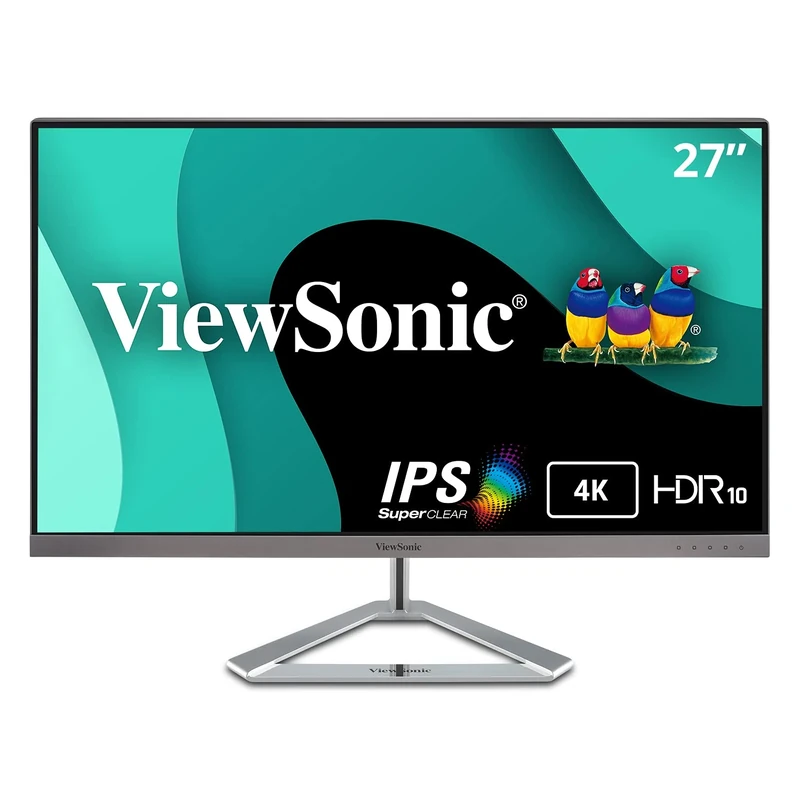 ViewSonic VX2776-4K-MHD 27-Inch IPS 4K Ultra HD Monitor with HDR10 Support, 2x HDMI, DisplayPort, Eye Care for Work and Entertainment at Home, Silver