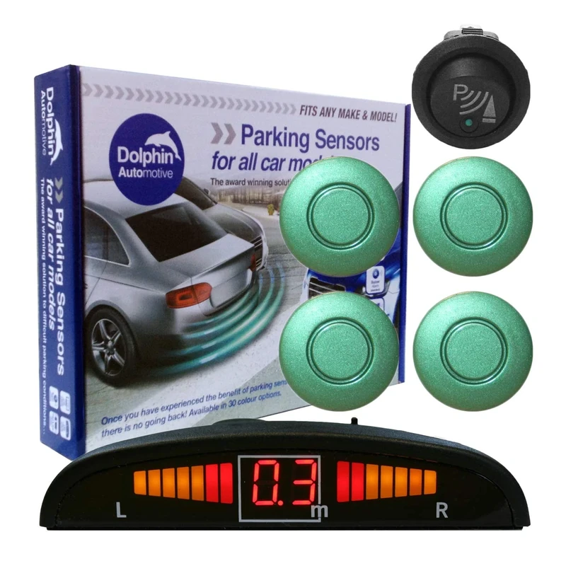 Dolphin DPS450F Front Parking Sensors In 32 Colours 4 Ultrasonic Radar Sensors Kit Audio & Display Alert System Matt & Gloss Black +30 More Colours (Aqua)