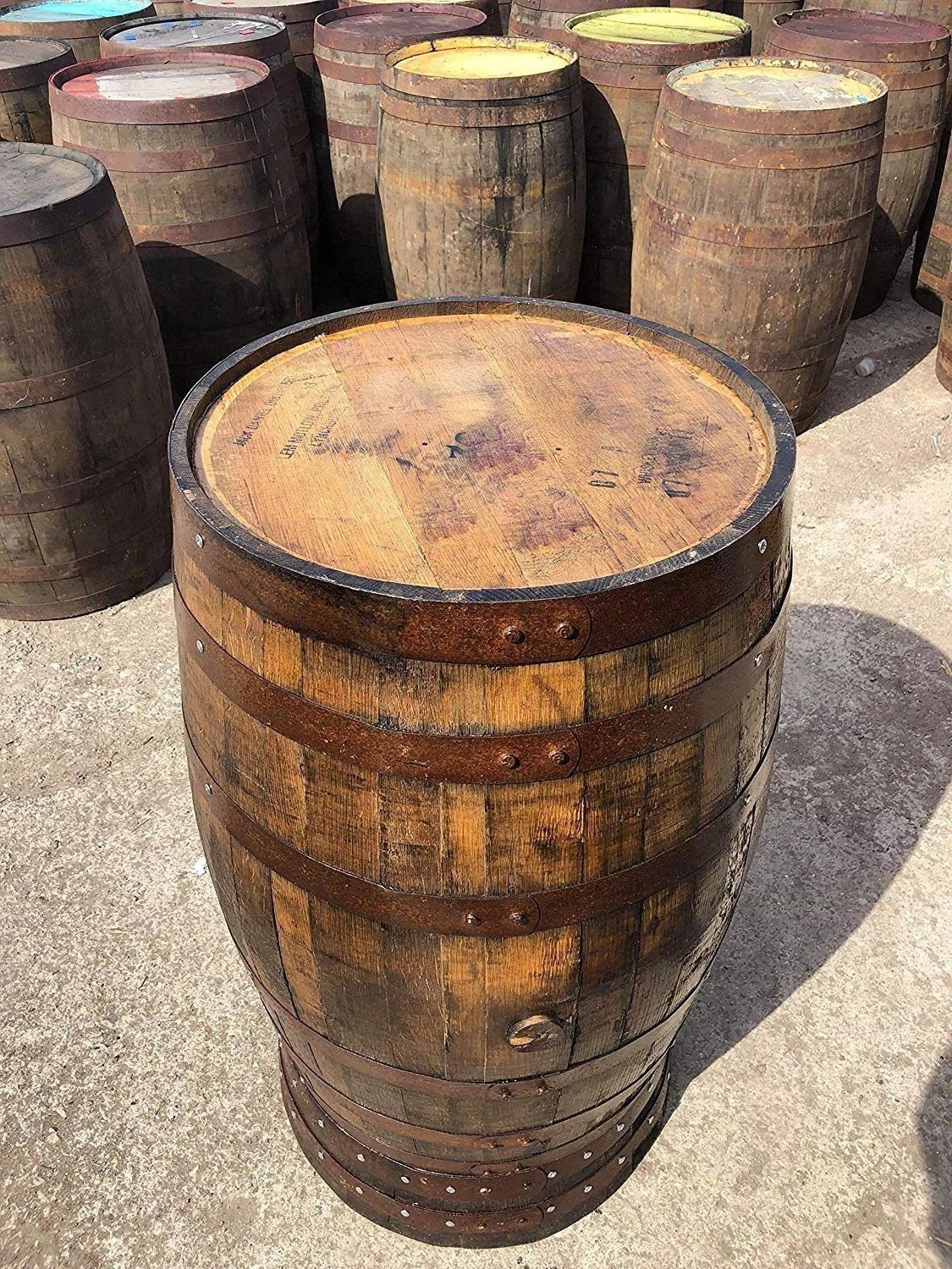 Cheeky Chicks Bar Table Recycled Solid Oak JD Whisky Barrel Pub Table Patio Table