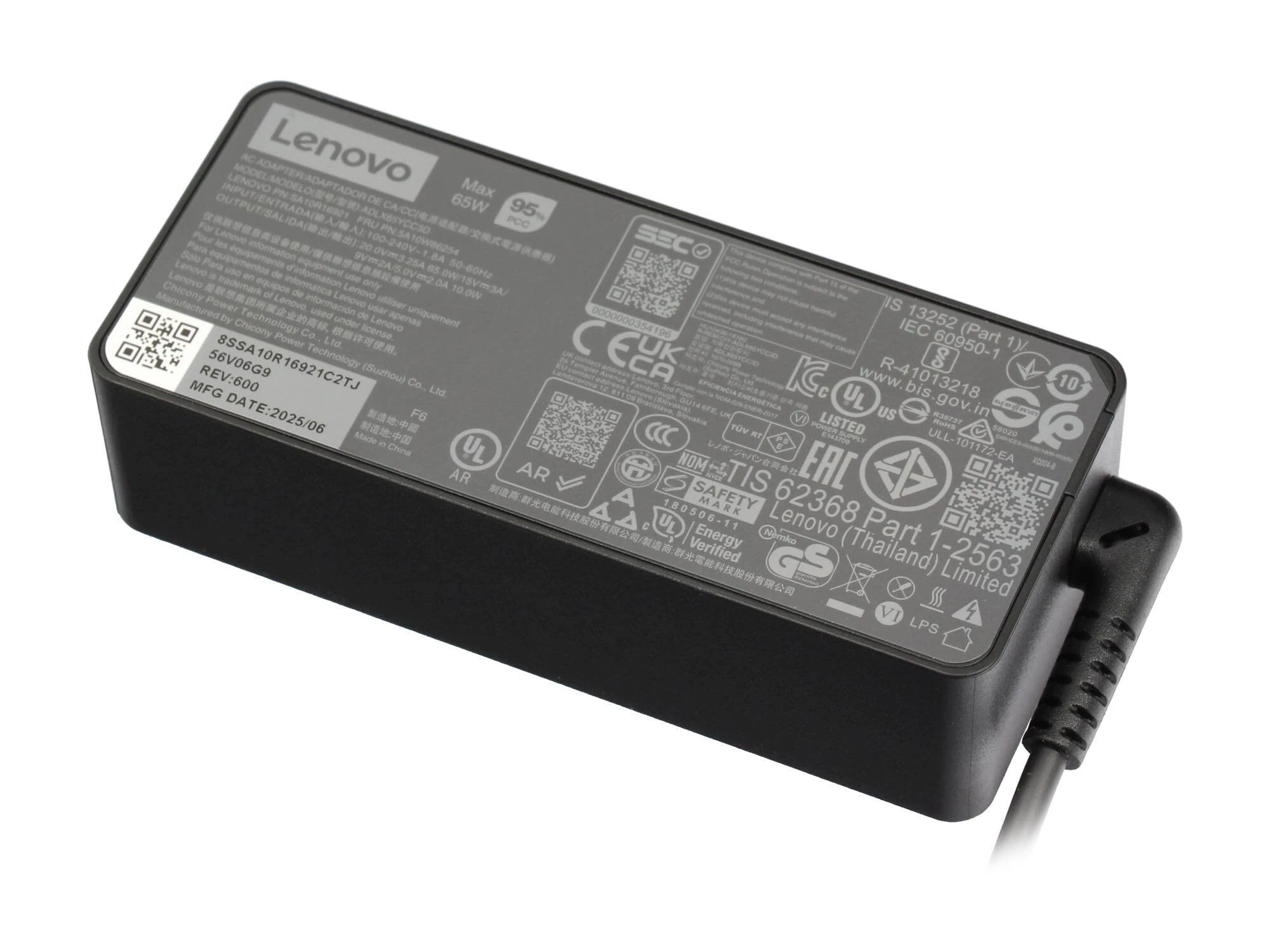 USB-C AC-adapter 65 Watt normal original for Lenovo ThinkPad T490s (20NX/20NY)