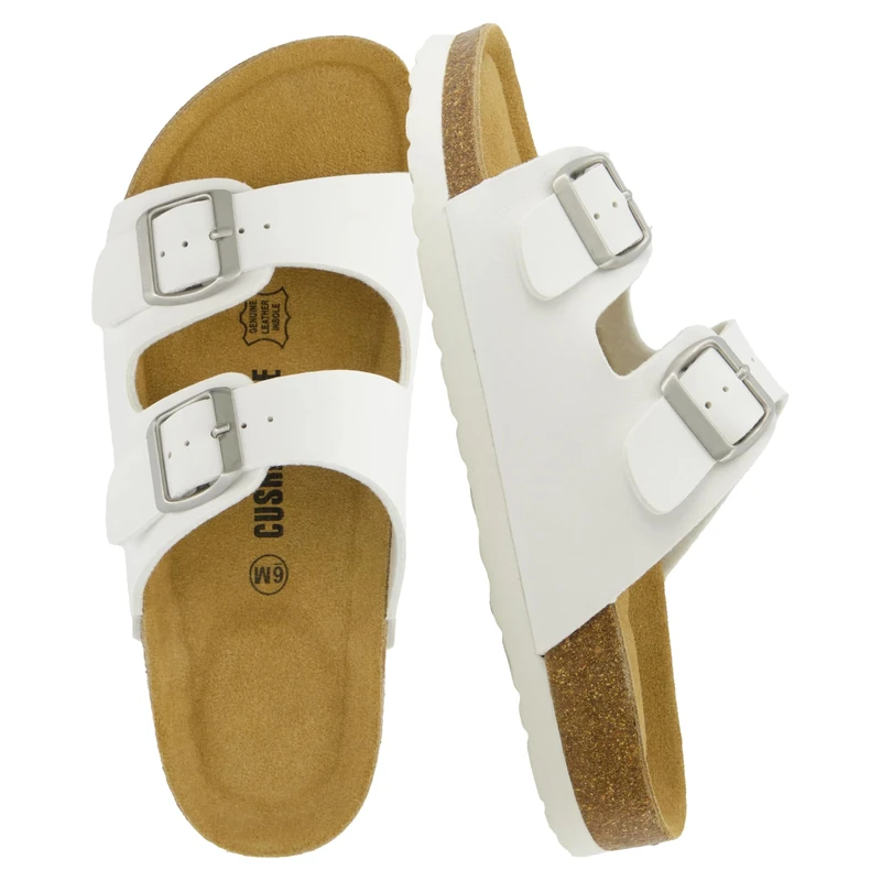 CUSHIONAIRE Women's Lane Cork Footbed Sandal with +Comfort, White, 5 UK