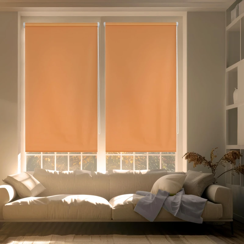 Blindecor Plain BK - Zeus “NO TOOLS REQUIRED”. 100% Opaque roller blind. Orange. 140x180 cm (width x height)