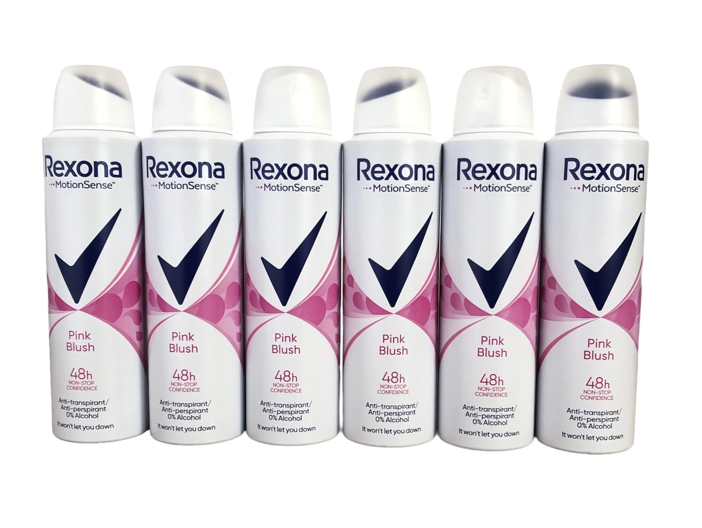 Rexona Women's Deodorant Spray 150 ml Pink Blush with Aluminium Pack of 6