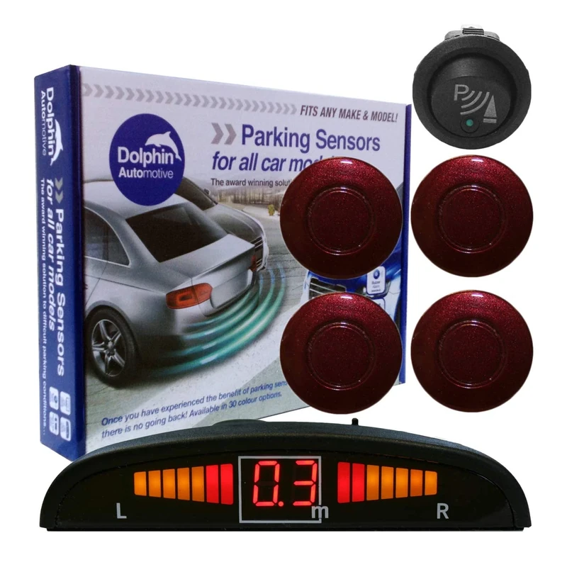 Dolphin DPS450F Front Parking Sensors In 32 Colours 4 Ultrasonic Radar Sensors Kit Audio & Display Alert System Matt & Gloss Black +30 More Colours (Purple)