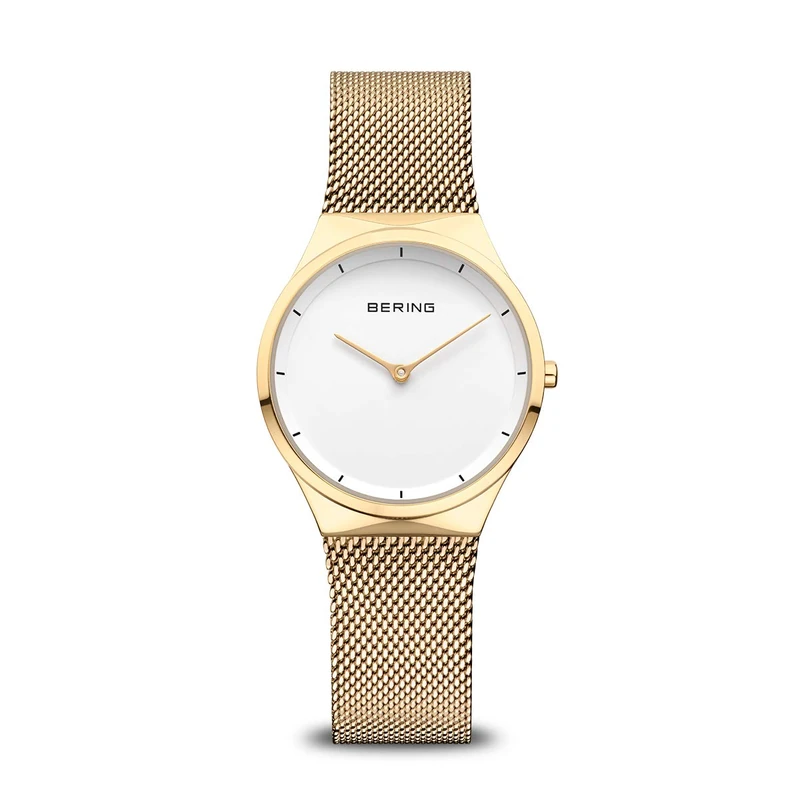 BERING Women Analog Quartz Classic Collection Watch with stainless steel Strap and Sapphire Crystal 12131-339, Gold/Gold, 31