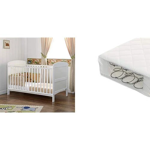 Obaby Grace Cot Bed and Sprung Mattress - White