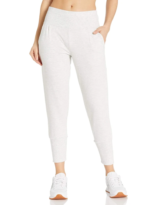 Danskin Women's Slim Tapered Joggers Casual Pants, Oatmeal Heather, Large