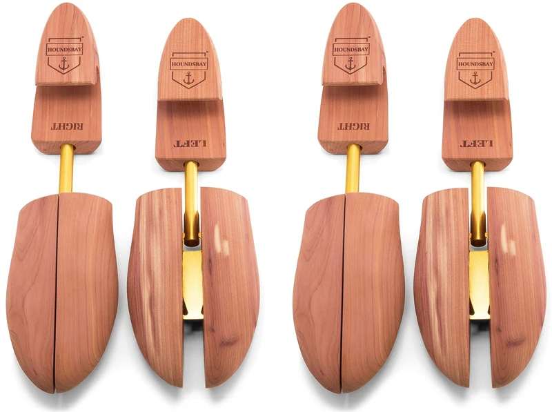 HOUNDSBAY Shoe Tree for Men, Wooden Shoe Stretcher Men, Cedar Shoe Trees for Men, Adjustable Shoe Trees for Sneakers or Boots, Natural Cedar, 10-11 US/L
