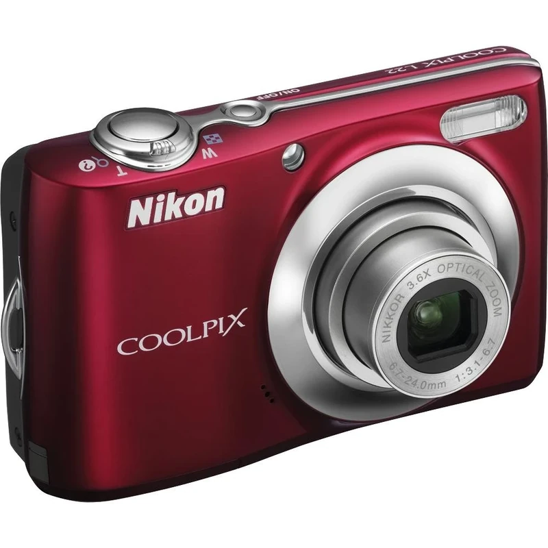 Nikon Coolpix L22 12.0MP Digital Camera with 3.6X Optical Zoom and 3.0-Inch LCD (Red-Primary) (Renewed)