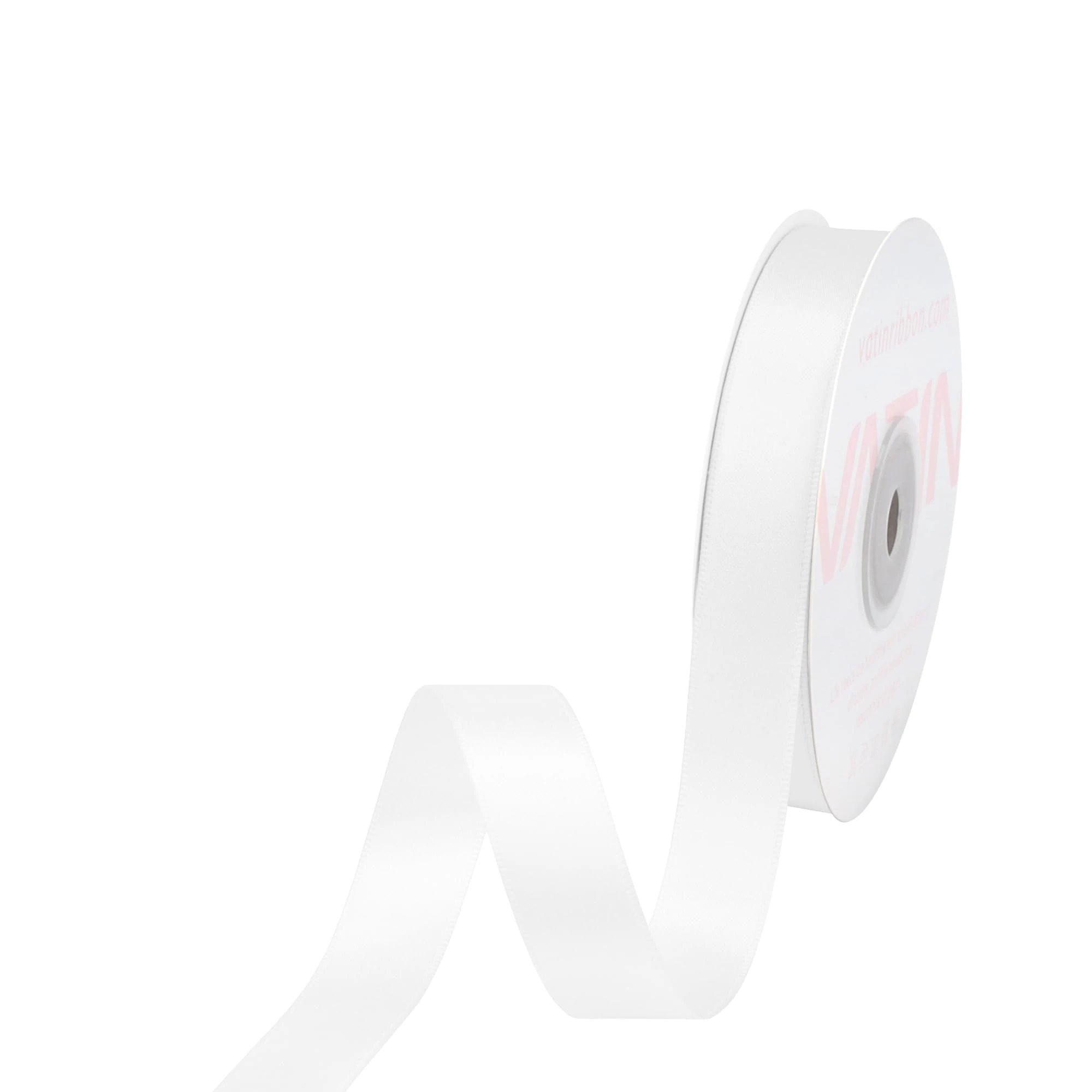 VATIN 16mm Double Faced Polyester White Satin Ribbon - 23 Metre Spool, Perfect for Wedding Decor, Wreath, Baby Shower,Gift Package Wrapping and Other Projects