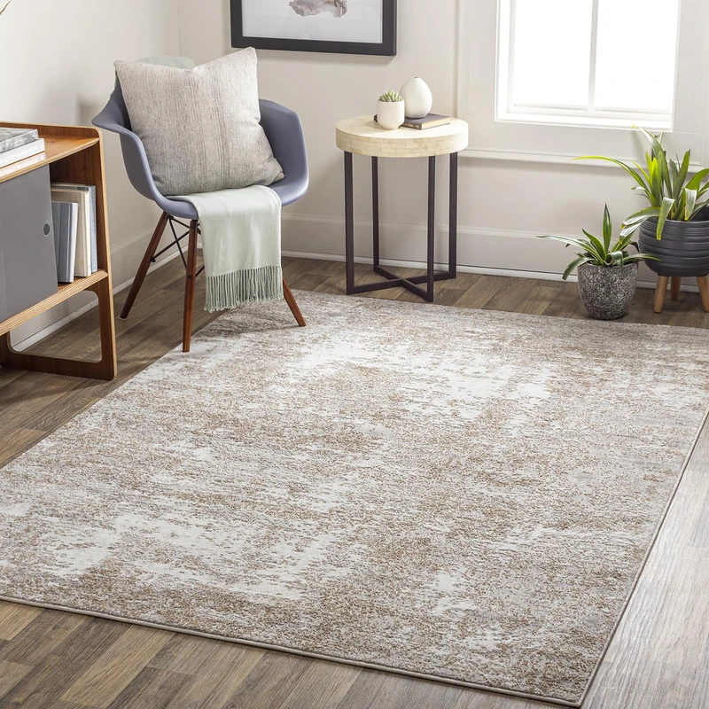 Livabliss Nino Abstract Area Rug, 200 x 275 cm, Ivory & Gray, 100% Polyester Medium Pile, Jute Backing, Machine Woven Indoor Carpet for Living Room, Bedroom & Dining Room
