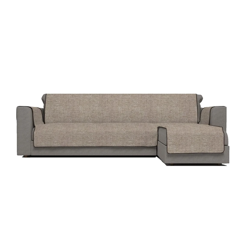 Italian Bed Linen Comfort anti-slip sofa cover with chaiselongue,190cm, brown, Polyester
