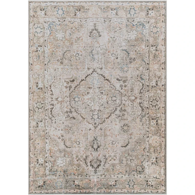 Livabliss Riverside Machine Washable - Vintage Area s Living Room, Large 160x213 cm - Traditional Boho Style, Dining Room, Kitchen, Outdoor, Hallway - Light Pink, Ivory and Blue