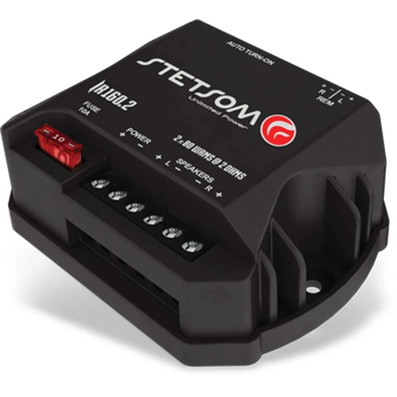 Stetsom IR 160.2 RCA 2 Ohms Compact Digital Multi-Channel Amplifier, IRON LINE, 160 Watts RMS 160x2, 2Ω Stable, Digital Car Audio Amp, Full-Range Sound Quality, Crossover, Factory Player Audio Adapter