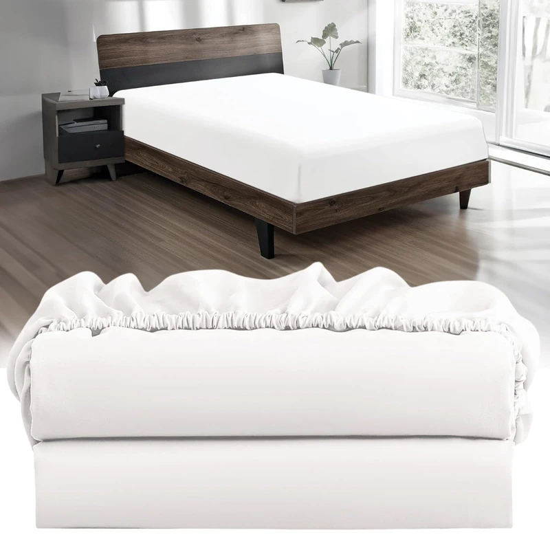 Knit Jersey 100% Cotton 2 Twin XL Fitted Bed Sheets (2-Pack) Soft and Comfy - Twin Extra Long, 15" Deep Pocket, 39" x 80" Great for Dorm Room, Hospital and Split King Dual Adjustable Beds (White) - Image 1