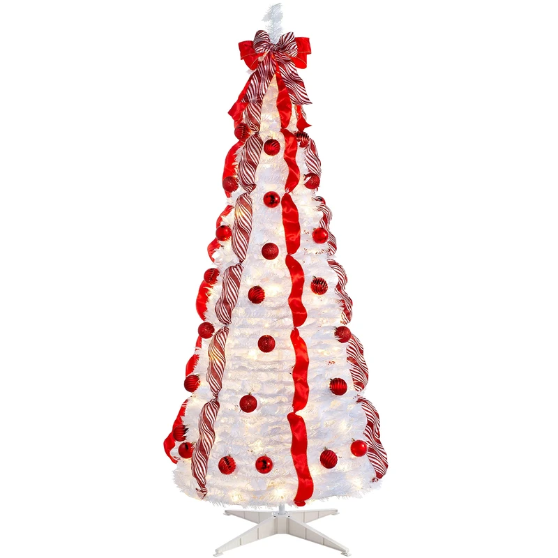 WeRChristmas Pre-Lit Pop Up Decorated Christmas Tree with 150 Static Warm LED Lights, Multi-Colour, 6 feet/1.8m
