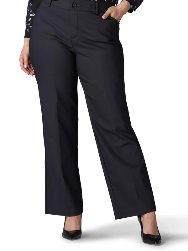 Lee Women's Plus Size Ultra Lux Comfort with Flex Motion Trouser Pant, Black, 20 Long
