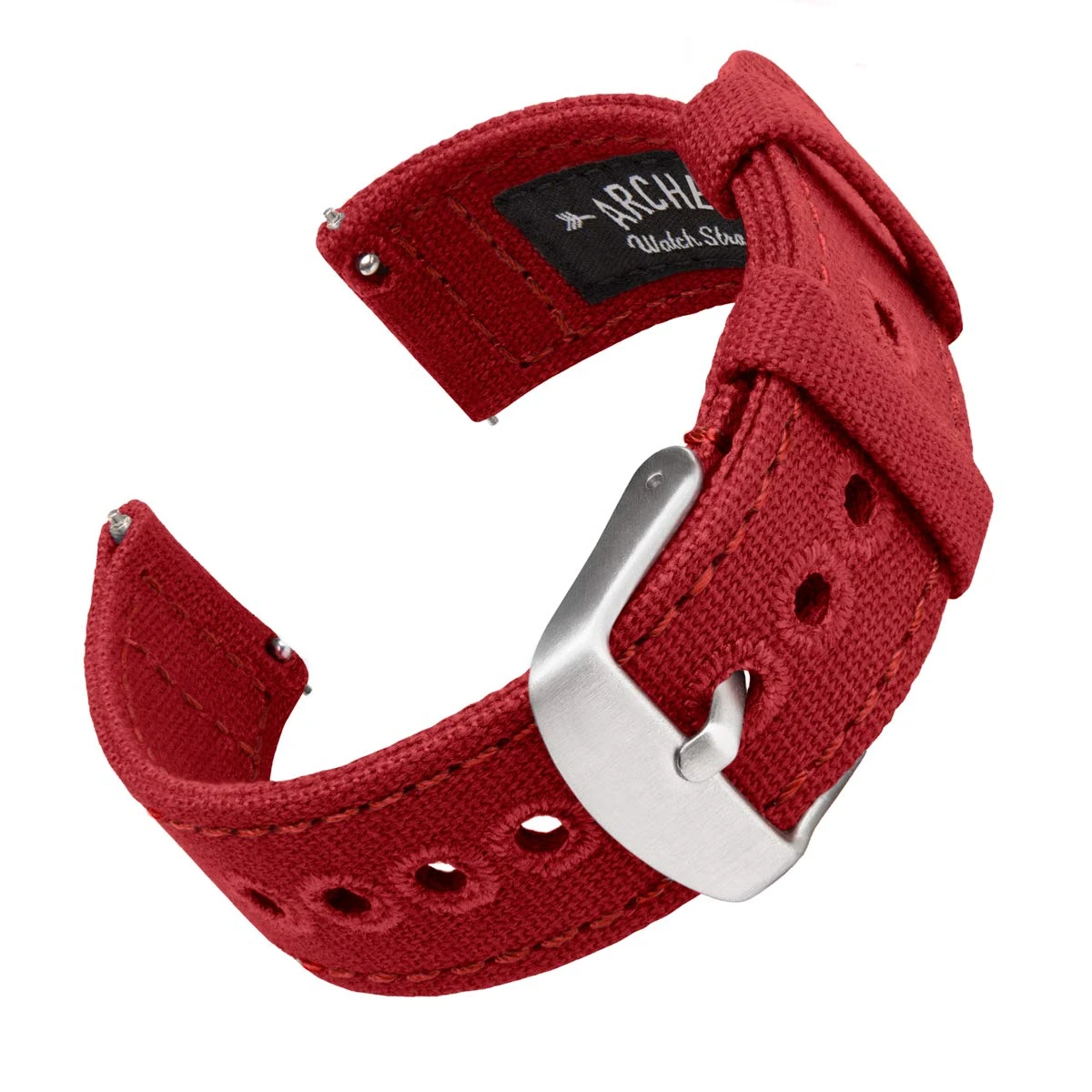 Archer Watch Straps - Canvas Quick Release Watch Bands (Carmine Red, 18mm)