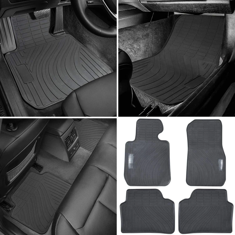 E-cowlboy Floor Mat for BMW 3 Series F30 320i 328i 335i 2012~2018 & 2015+ F80 M3 Heavy Duty Rubber Front+Rear Car Liner Carpet All Weather Custom Fit Waterproof Odorless (Black 4PCS)