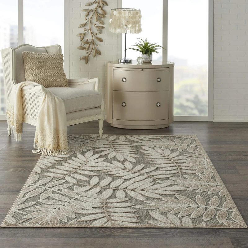 NOURISON Aloha Indoor-outdoor Floral Natural 5' x 8' Area Rug 5'3" x 7'5"