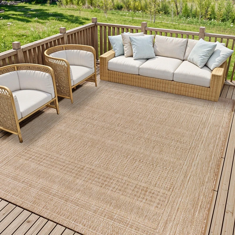 Livabliss Beji Indoor Outdoor - Large Boho for Living Room 200x275cm, Dining, Kitchen - Vintage Patterned Neutral & Coloured s, Waterproof, Stain Durable, Beige