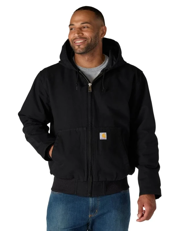 Carhartt Men's Loose Fit Washed Duck Insulated Active Jac, Black, XXL