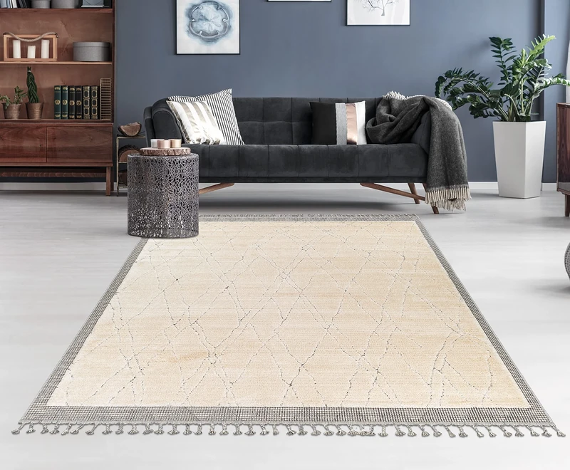 Surya Peoria Geometric Rug - Modern Living Room, Dining Room, Bedroom - Soft Abstract Boho Design, Short Pile for Easy Care - Large 167 x 220 cm, in Beige - Image 1