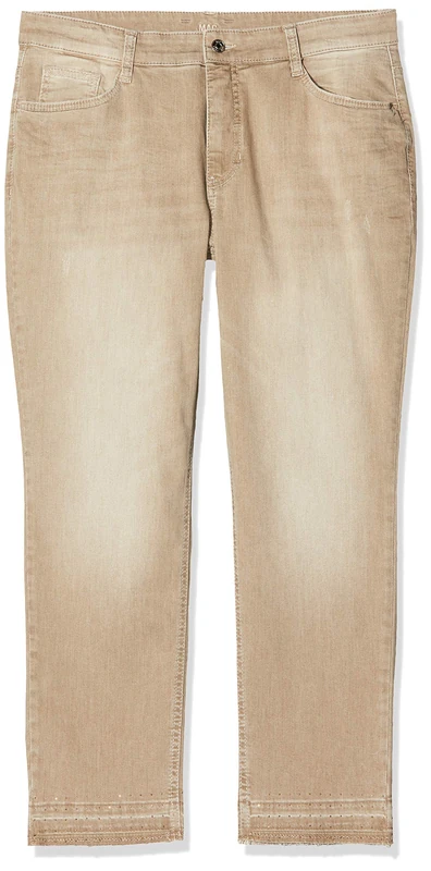 MAC JEANS Women's Melanie Pipe Fringe Glam Straight Jeans, Brown (Nougat Authentic Wash D751), W34/L27 (Size: 34/27)