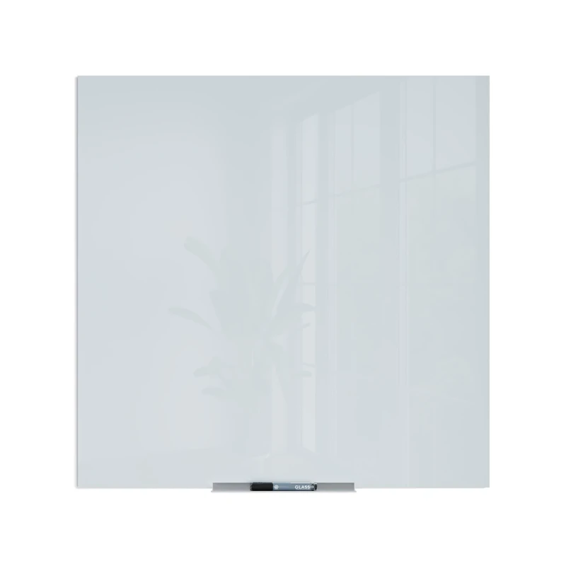 U Brands Floating Glass Dry Erase Board, 35.4 x 35.4 inch, Matte White, Non-Magnetic Surface, Frameless (2843U00-01)
