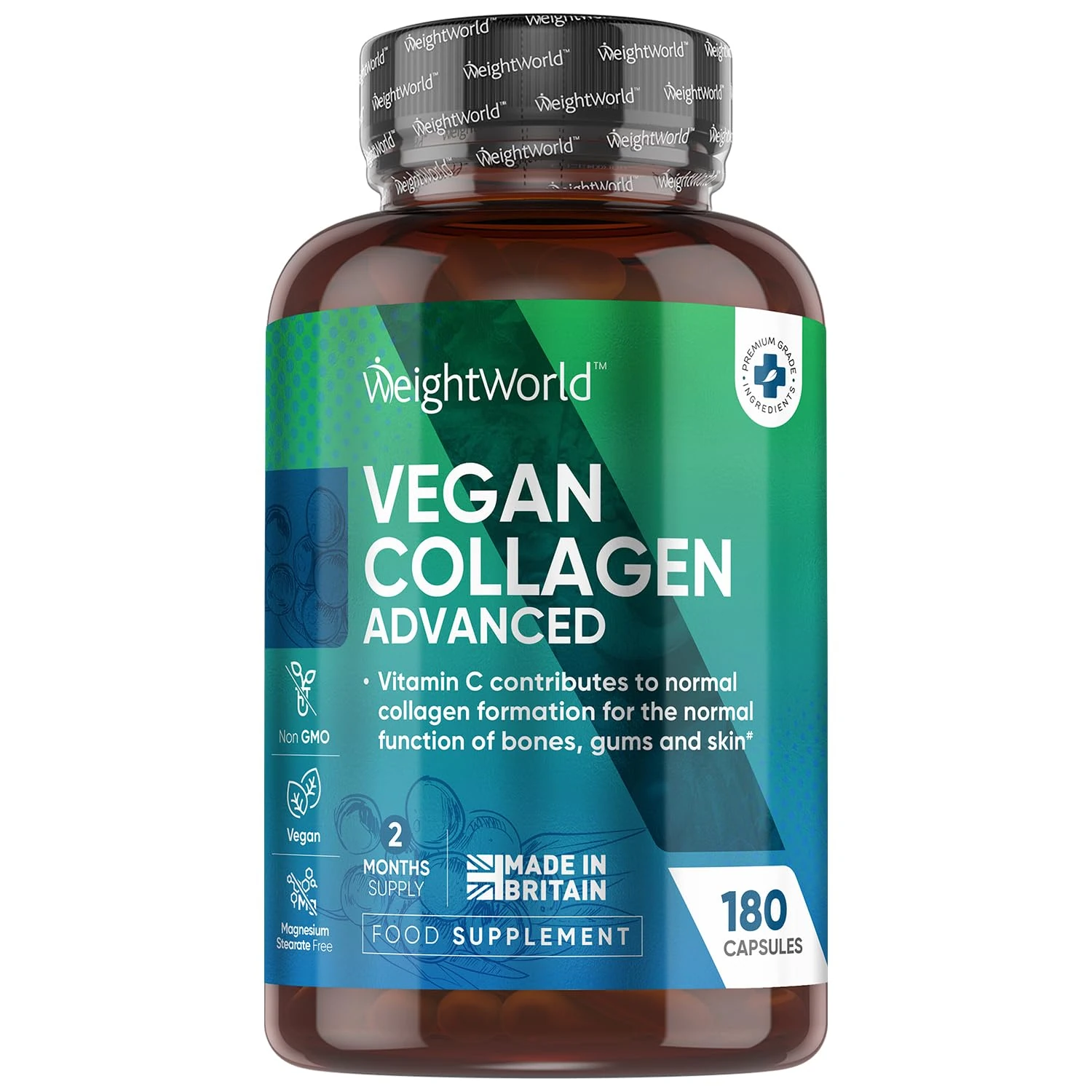 Vegan Collagen Supplements for Women & Men - 2 Months Supply - Plant-Based Vegan Collagen Capsules with Hyaluronic Acid, Vitamin E & VIT C - Vegetarian Collagen