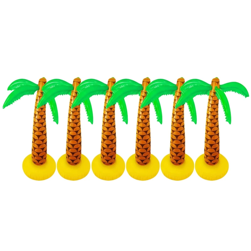 6 Pcs 6 ft Inflatable Palm Tree Party Decorations, Blow Up Tropical Hawaiian Pool and Beach Luau Props for Summer Parties, Tiki Events, Garden BBQ, Fancy Dress, Jungle Theme Decor and Photo Backdrops