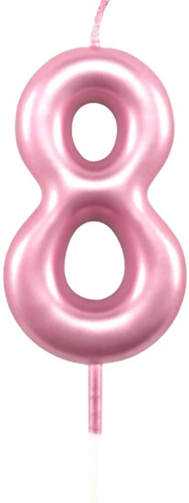 SHATCHI Pink Number 8 Candle Birthday Anniversary Party Cake Decorations Topper