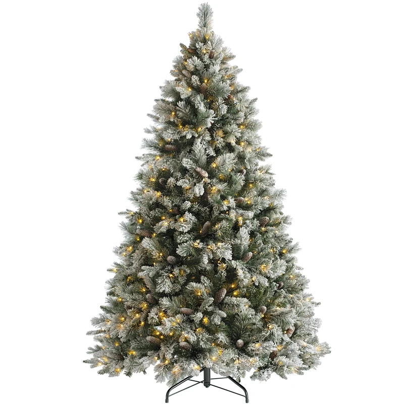 WeRChristmas Snow Flocked Mixed Pine Christmas Tree with 300 Chasing Warm LED Lights, Multi-Colour, 5 feet/1.5m