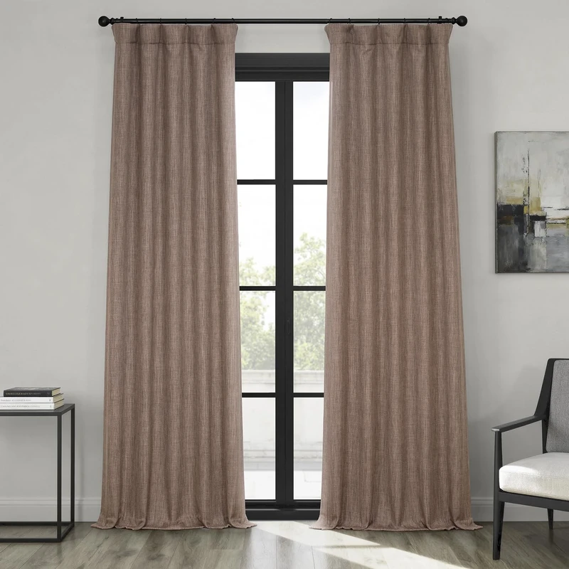 HPD Half Price Drapes Faux Linen Textured Room Darkening Curtains for Bedroom 84 Inches Long (1 Panel), 50W X 84L Curtains for Living Room Home Decor, Dutch Cocoa