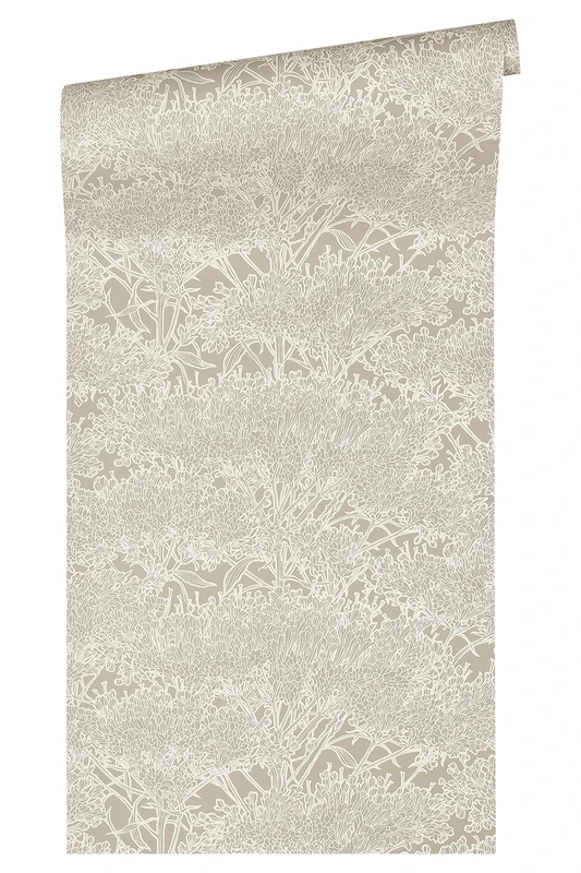 Architects Paper Absolutely Chic Non-Woven Wallpaper with Flowers Floral 10.05 m x 0.53 m Metallic Grey Beige Made in Germany 369724 36972-4