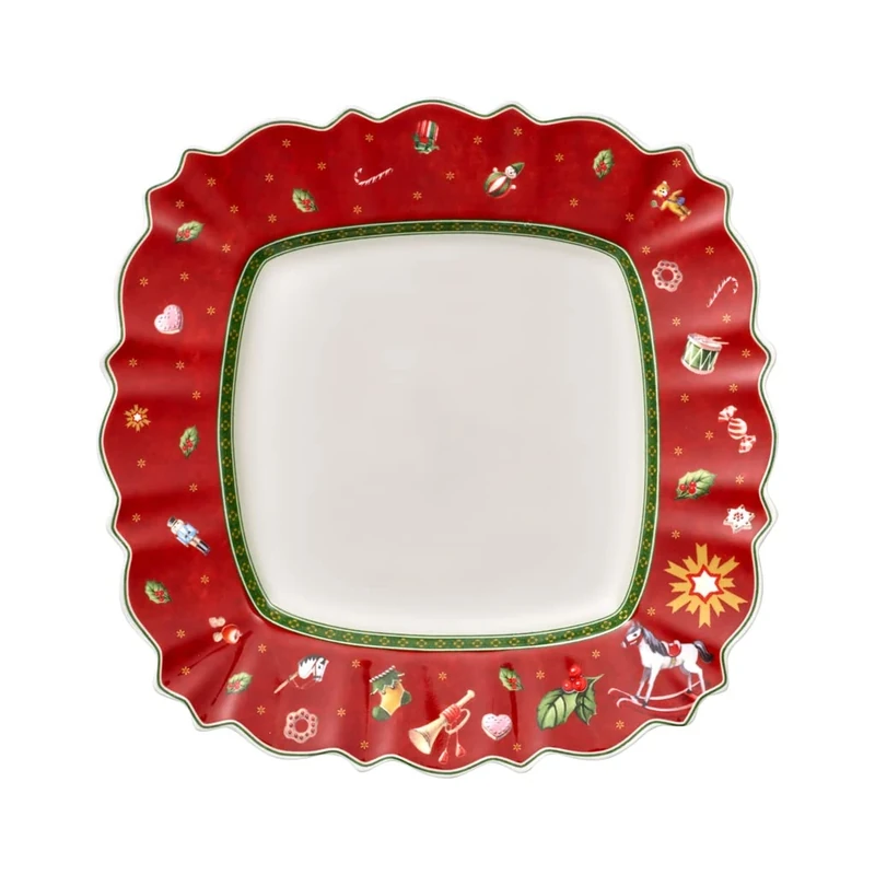 Villeroy & Boch Toy's Delight Square Dinner Plate, Red/Multicoloured, 28 x 28 cm, Porcelain, One Size