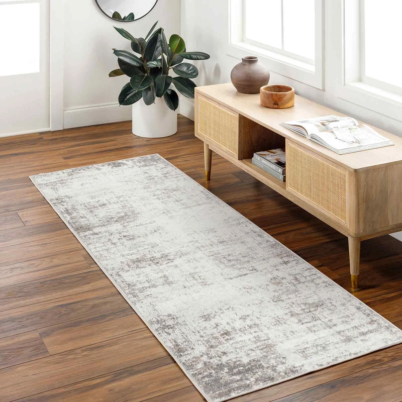 Livabliss Alix Abstract Runner Rug - 80x220 cm for Living Room, Hallway, Dining Room Area - Modern Marble Large Rug, Soft Luxurious Easy Care Medium Pile, Brown, Grey, Off-White - Image 1