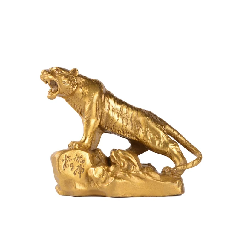 Chinese Fengshui Handmade Brass Lucky Tiger Statues Attract Wealth Desktop Figurine Home Decor Housewarming Congratulatory Gift ZD047 - Image 1