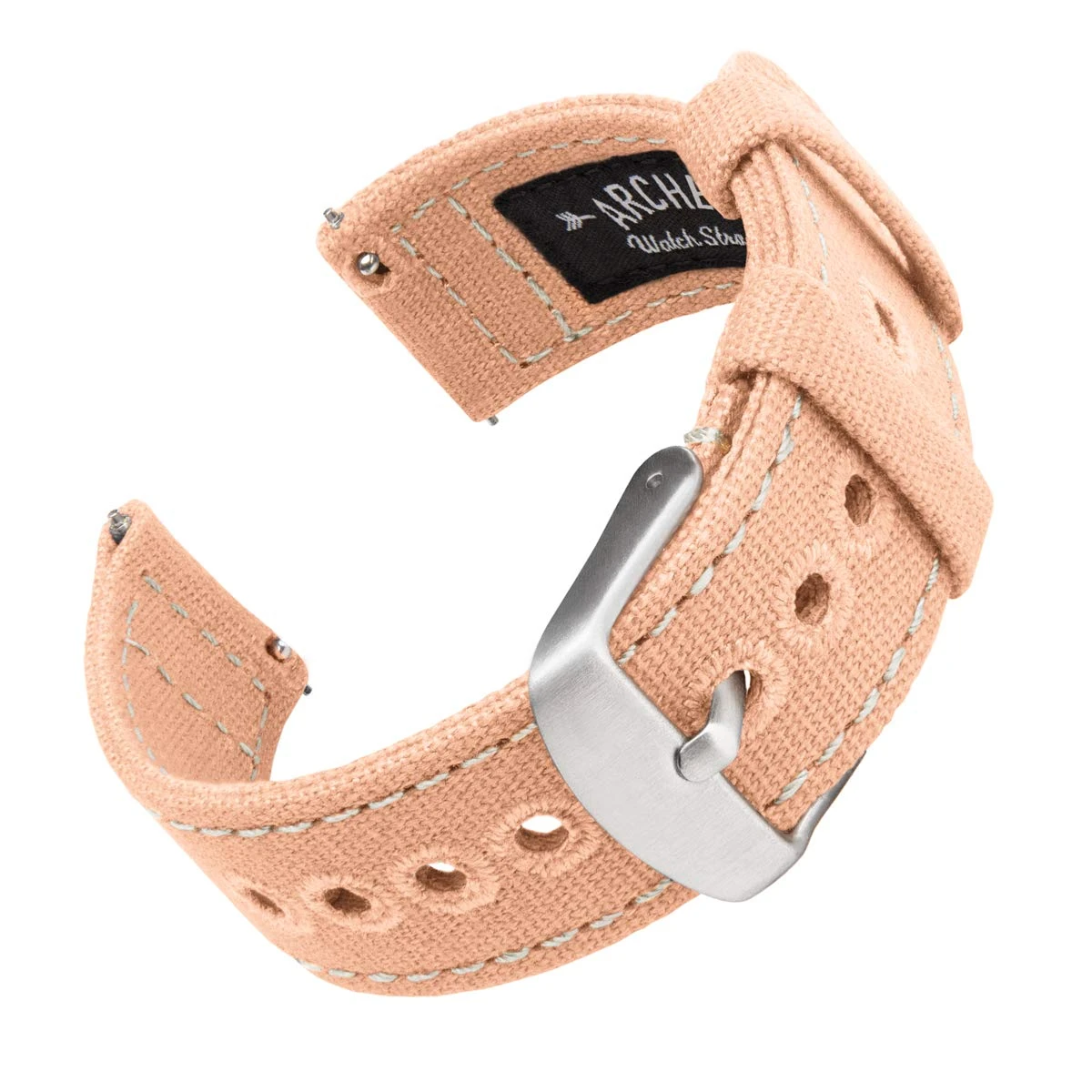 Archer Watch Straps - Canvas Quick Release Watch Bands (Pale Coral, 22mm)