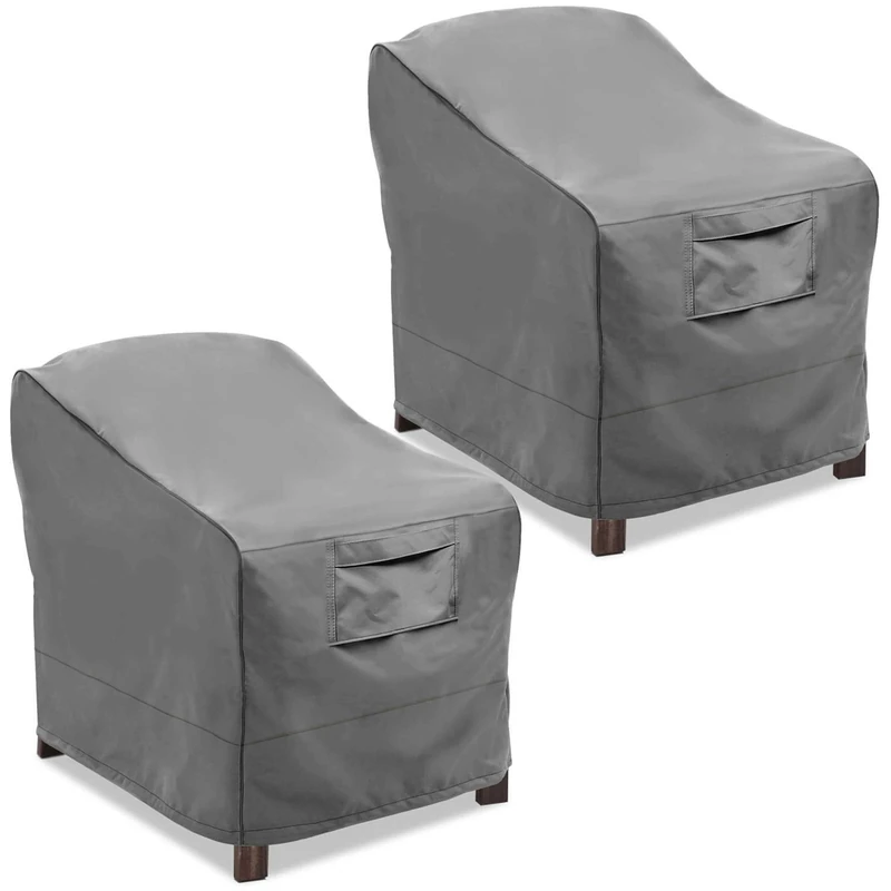Vailge Patio Chair Covers for Deep Living Room Heavy Duty Waterproof Chair Cover 2 Pack - Small Grey