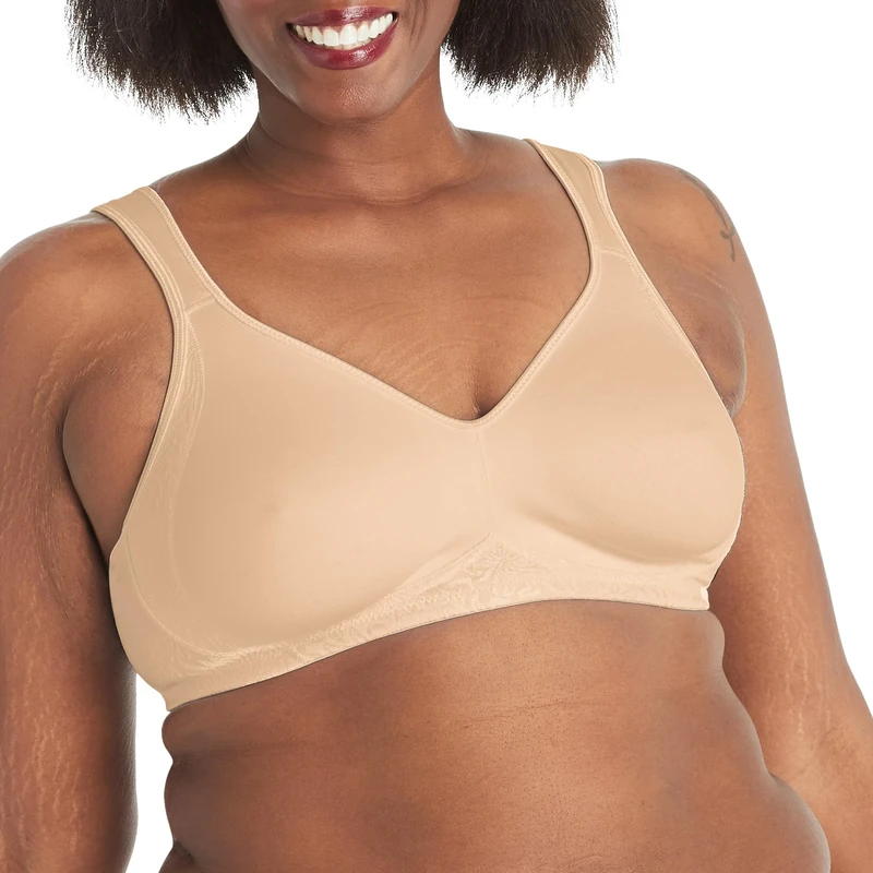 PLAYTEX Women's 18 Hour Side & Back Smoothing Cooling Wireless Bra, 4-Way Support T-Shirt Bra, Single Or 2-Pack, Nude, 44B