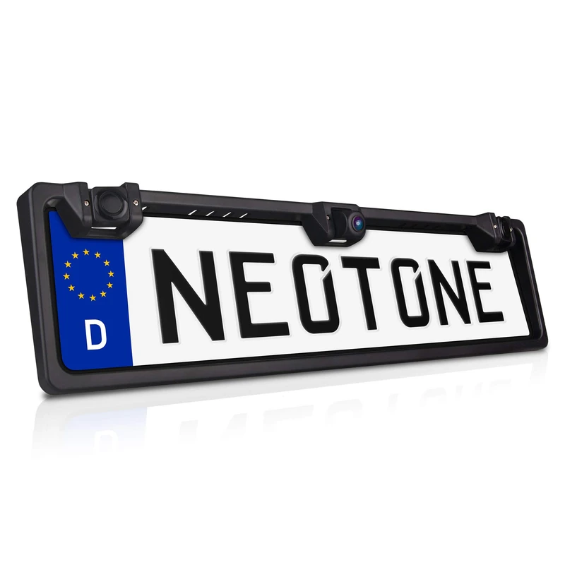 NEOTONE NTK-200P Universal Reversing Camera in License Plate Holder with 2 Parking Sensors 170° Wide Angle Lens IP67 Moisture Protection - Image 1